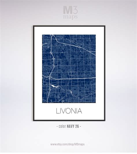 Livonia Michigan Livonia MI Map Livonia Map Livonia Print | Etsy