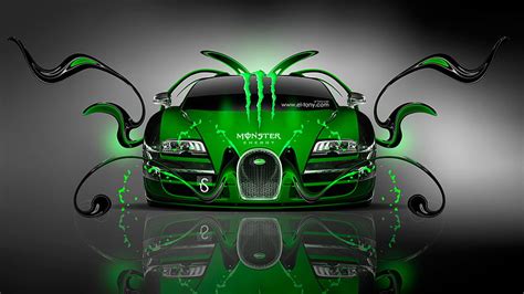 Monster Energy Bugatti Veyron 전면 녹색 플라스틱 자동차 2014 디자인 by 귀하의 모바일 및