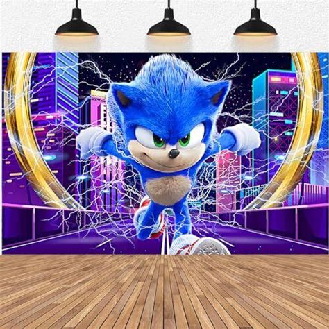 The Hedgehog Night Super City View Backdrops Cartoon Blue Birthday