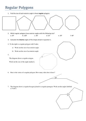 Ks4 Maths Angles In Regular Polygons Worksheet By Tristanjones