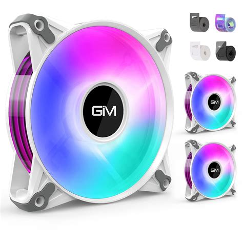 Buy GIM RGB Case Fans 120mm 3 Pack DIY White PC Fan Quiet Computer