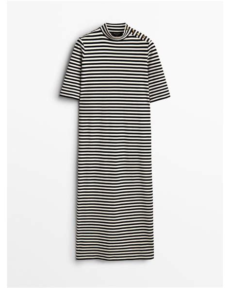 MASSIMO DUTTI Striped Short Sleeve Midi Dress Lyst