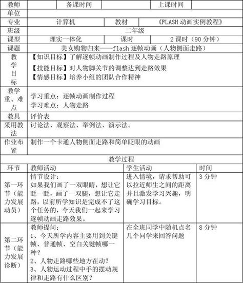 人物侧面走路——flash逐帧动画word文档在线阅读与下载免费文档