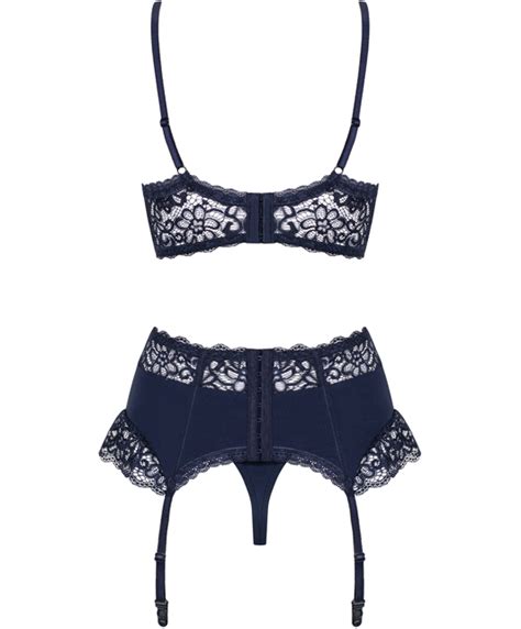 Obsessive Dark Blue Lace Lingerie Set Sexystyle Eu