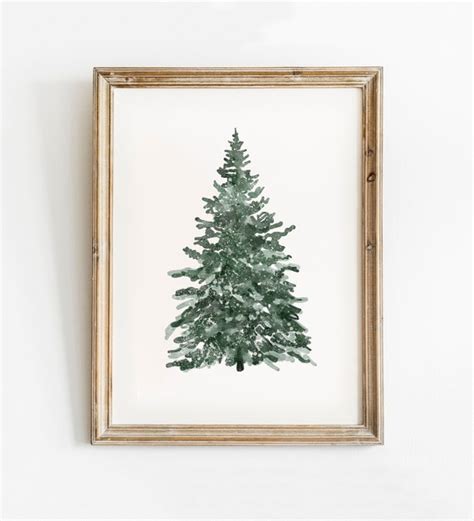 Christmas Tree Print Christmas Printable Wall Art Vintage Etsy