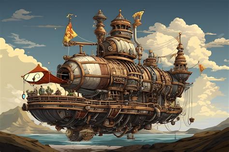 Premium AI Image | Steampunk Airship Embark on a HighFlying Adventure ...