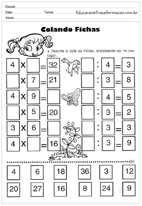 Recorte E Cole Fichas Atividades De Matemática 3º Ano Educação E