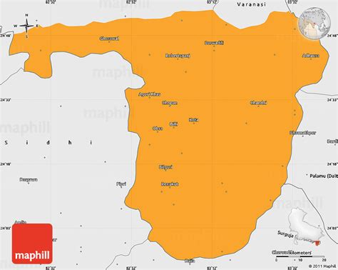 Political Simple Map Of Sonbhadra Single Color Outside Borders And Labels