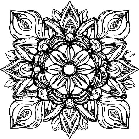 Coloring Book Page Lotus Flower Mandala · Creative Fabrica