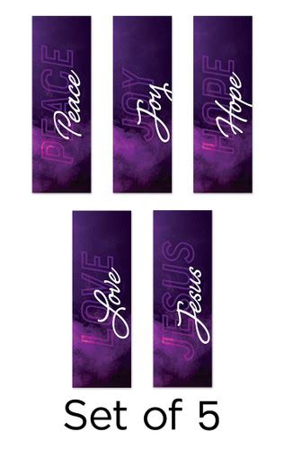 Advent Purple Clouds - All 5 Banner Set - ChurchBanners.com