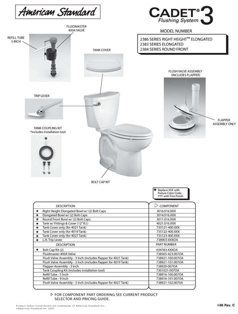 ToiletPro.com Parts Breakdown For American Standard 4019 Toilet