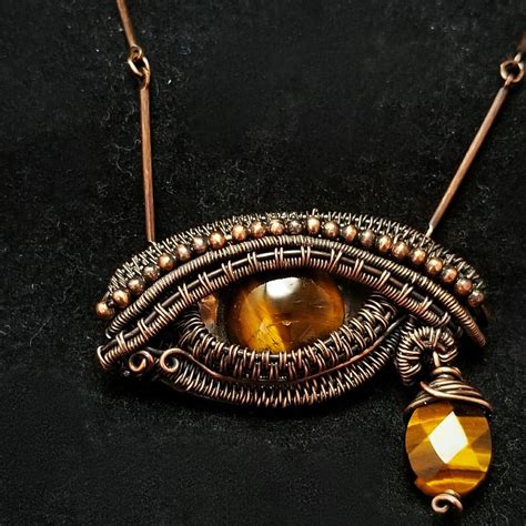 Evil Eye Protection Talisman Tiger Eye Wire Wrapped Copper Artisan