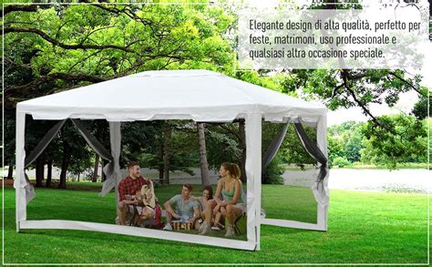 Outsunny Tenda Gazebo Da Giardino Pieghevole Con Zanzariera Struttura