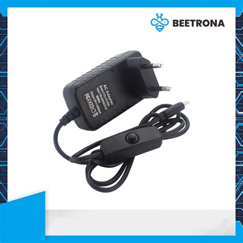 Jual Adaptor Power Supply 5v 3a Raspberry Pi 4 B Usb Type C Dengan Saklar Shopee Indonesia