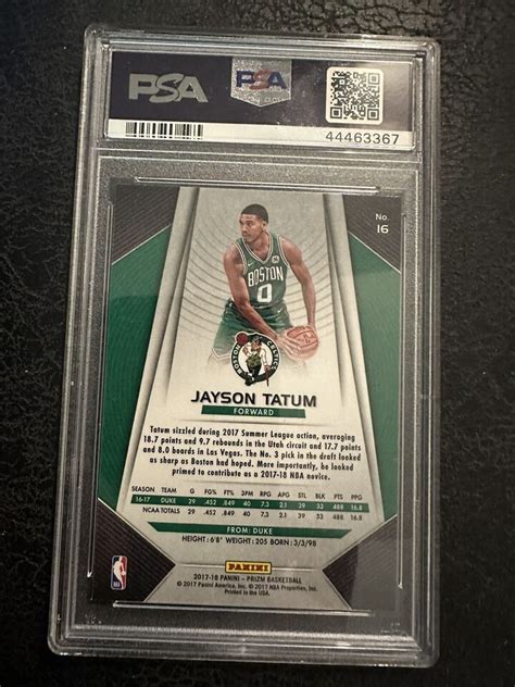 2017 18 Jayson Tatum Panini Prizm Rookie PSA 10 Gem Mint 367 EBay