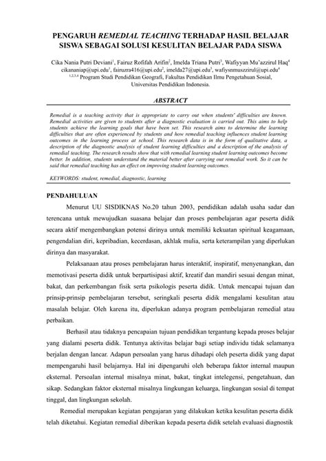 PDF PENGARUH REMEDIAL TEACHING TERHADAP HASIL BELAJAR SISWA SEBAGAI