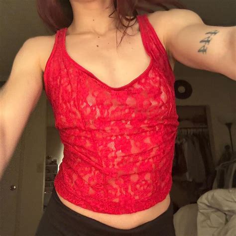 Vintage Red Lace Lingerie Tank Top Im Not Sure The Depop