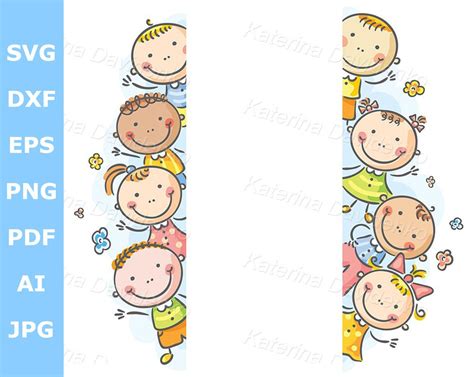 Kids Clipart Svg. Frame or Borders With Happy Kids Peeping Out. Frame Clipart, Border Clipart ...