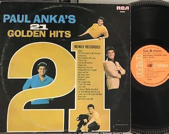 Vintage Vinyl 1963 Record Album By Paul Anka Titled Paul Anka S 21