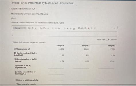 Solved Data And Report Submission Volumetric Analysis Chegg