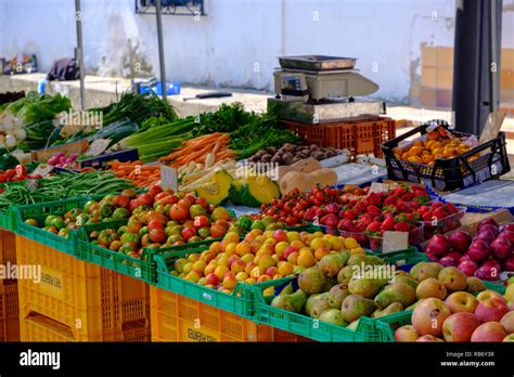 Fruits And Vegetables On Market Stall In Spain Stock Photo Alamy