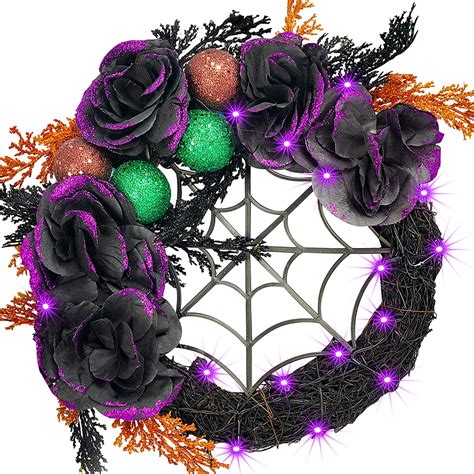 Prociv 20 Led Halloween Wreaths For Front Door Pre Lit Artificial