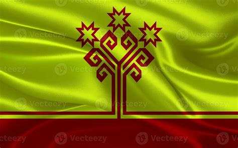 3d waving realistic silk national flag of Chuvashia. Happy national day ...