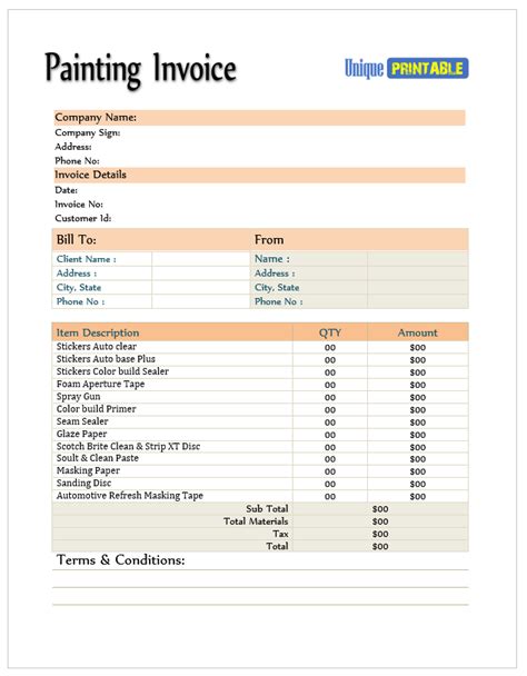 10 Free Painting Invoice Templates Free Unique Printable Templates