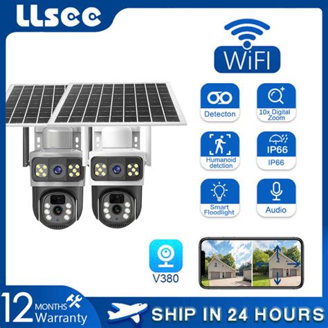 Llsee V Solar Wireless Wifi Cctv Camera Mp Dual Lens With Three