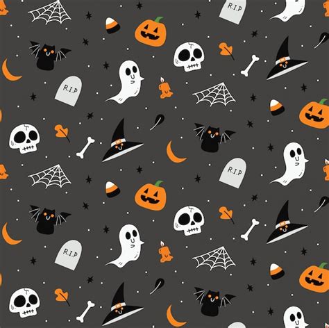 Premium Vector Cute Halloween Seamless Background