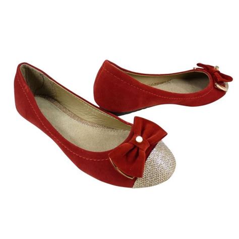 Ballerines Velours Noeud Et Stra Rouge Achat Vente Ballerines