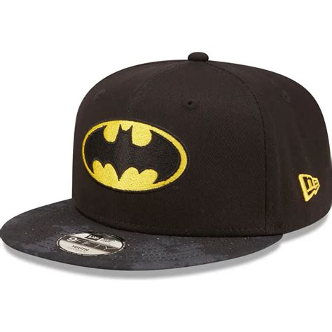 Boné plano preto snapback para criança 9FIFTY da Batman DC Comics da