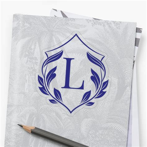 Laurel Shield Monogram Initial Letter L Personalized Design Blue And