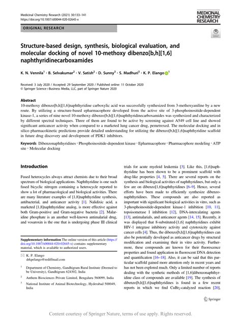 Structure Based Design Synthesis Biological Evaluation And Molecular