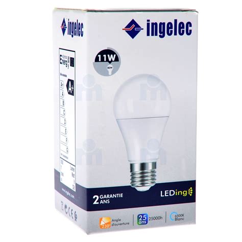 Ampoule Led A60 11w E27 6500k Lumière Blanche Ingelec