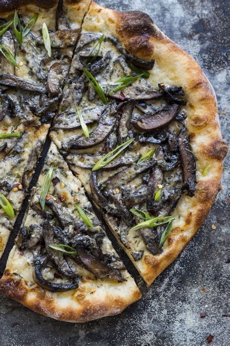 Roasted Mushroom Pizza With Fontina And Scallions Recipe Mushroom