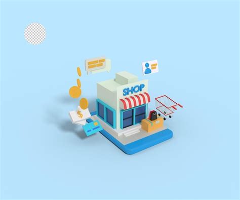 Premium Psd D Illustration Of Online Shop Building