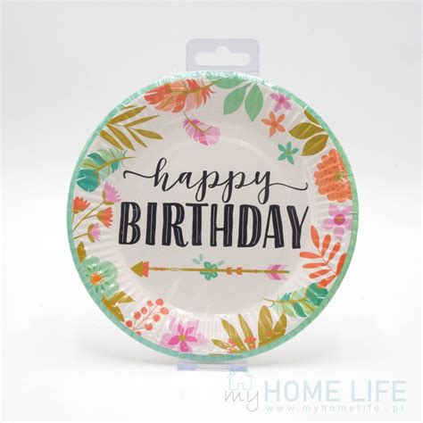 Talerzyki Urodzinowe Kwiaty Happy Birthday 18Cm 6Szt MyHomelife