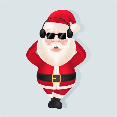 Santa Claus En Auriculares Y Gafas De Sol Vector Gratis