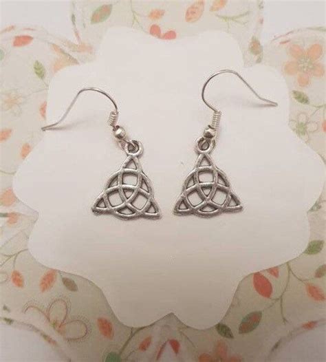 Silver Triquetra Celtic Knot Earrings For The Witch Aesthetic Trinity