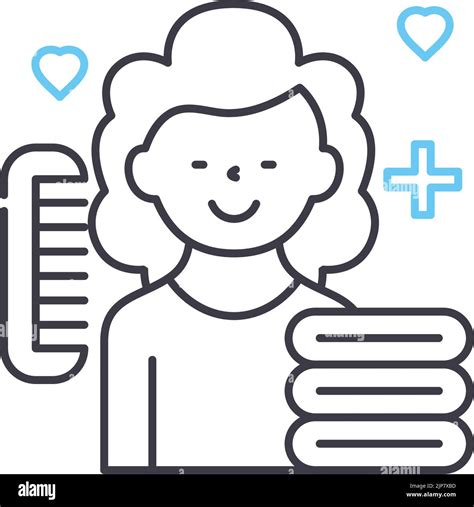 Care Worker Female Line Icon Outline Symbol Vector Illustration