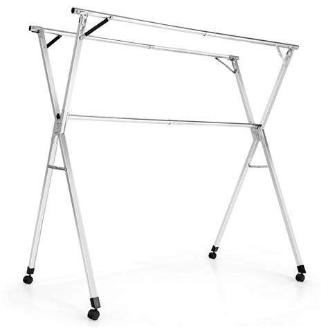 Costway Clothes Drying Rack Stainless Steel Garment Rack Adjustable