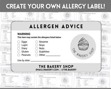 Allergen Label Template Editable Allergy Label Allergy Etsy Uk