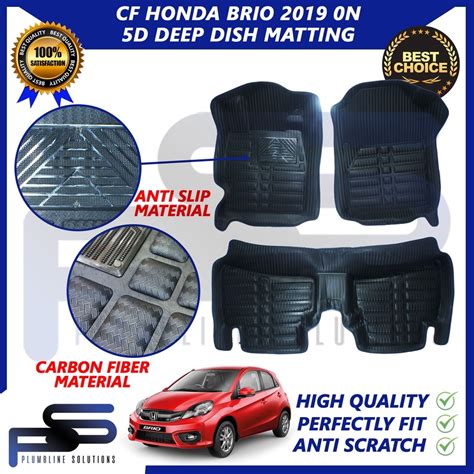 TPE 5D Deep Dish For Honda Brio 2019 2021 Deep Dish Car Matting