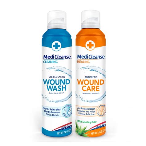 MediCleanse First Aid Sterile Saline Wound Wash and Antiseptic Wound ...