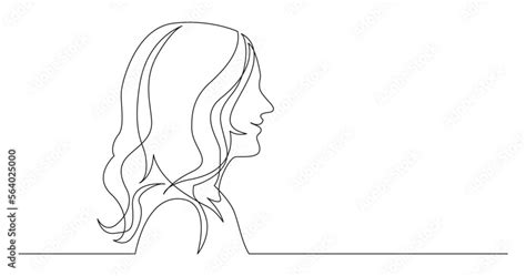 Continuous Line Drawing Vector Illustration With Fully Editable Stroke Of Smiling Young Woman