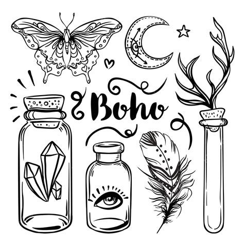 Elementos De Tatuaje Boho Símbolos Vectoriales Motivos Tribalesdiseño