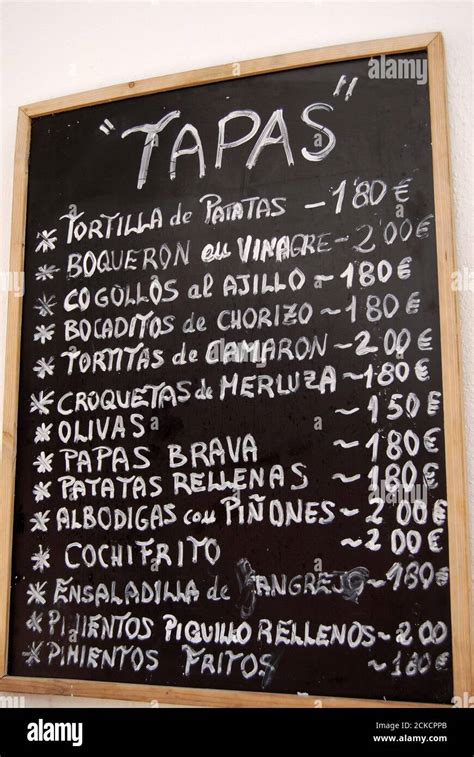 Spanish Menu Prices Hi Res Stock Photography And Images Alamy