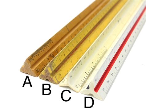 Vintage Triangle Drafting Ruler Engineering Scales Wooden & Plastic Rulers Cm Inches A Lietz Co ...