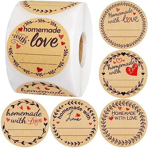 Pcs Homemade With Love Stickers With Lines Jar Canning Labels For